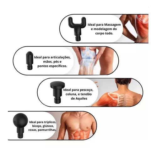 Massageador Fisioterapêutico em Formato de Pistola® - Aliviador de Dores e Recuperador Muscular [COMPRE 1 E LEVE 2 + FRETE GRÁTIS + DESCONTO EXCLUSIVO] 🎁