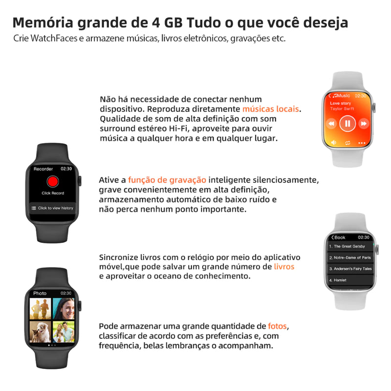 Relógio Smartwatch W99+ Plus Serie 10 Amoled Chat GPT 4GB 45mm Dinamica GPS Microwear (Original)